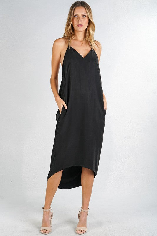 mode, hi low halter dress