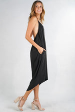 mode, hi low halter dress