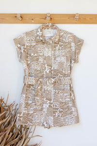 mode, animal print denim romper