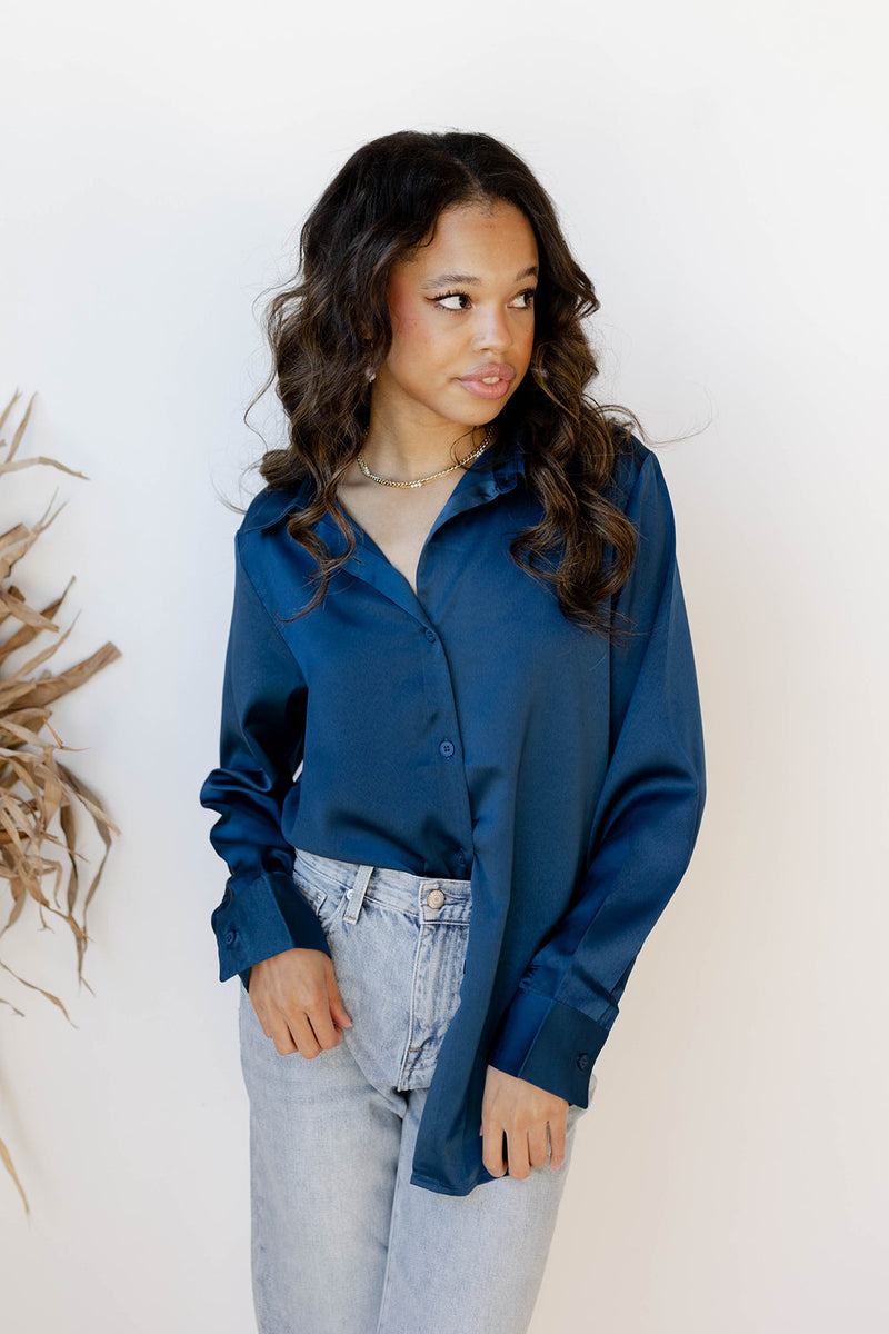 mode, slow down button blouse