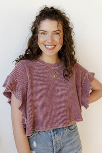 mode, waverly ruffled top