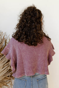 mode, waverly ruffled top