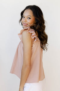 mode, adelyn ruffle shoulder top