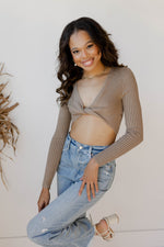 mode, ezra twist crop top