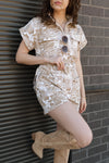 mode, animal print denim romper