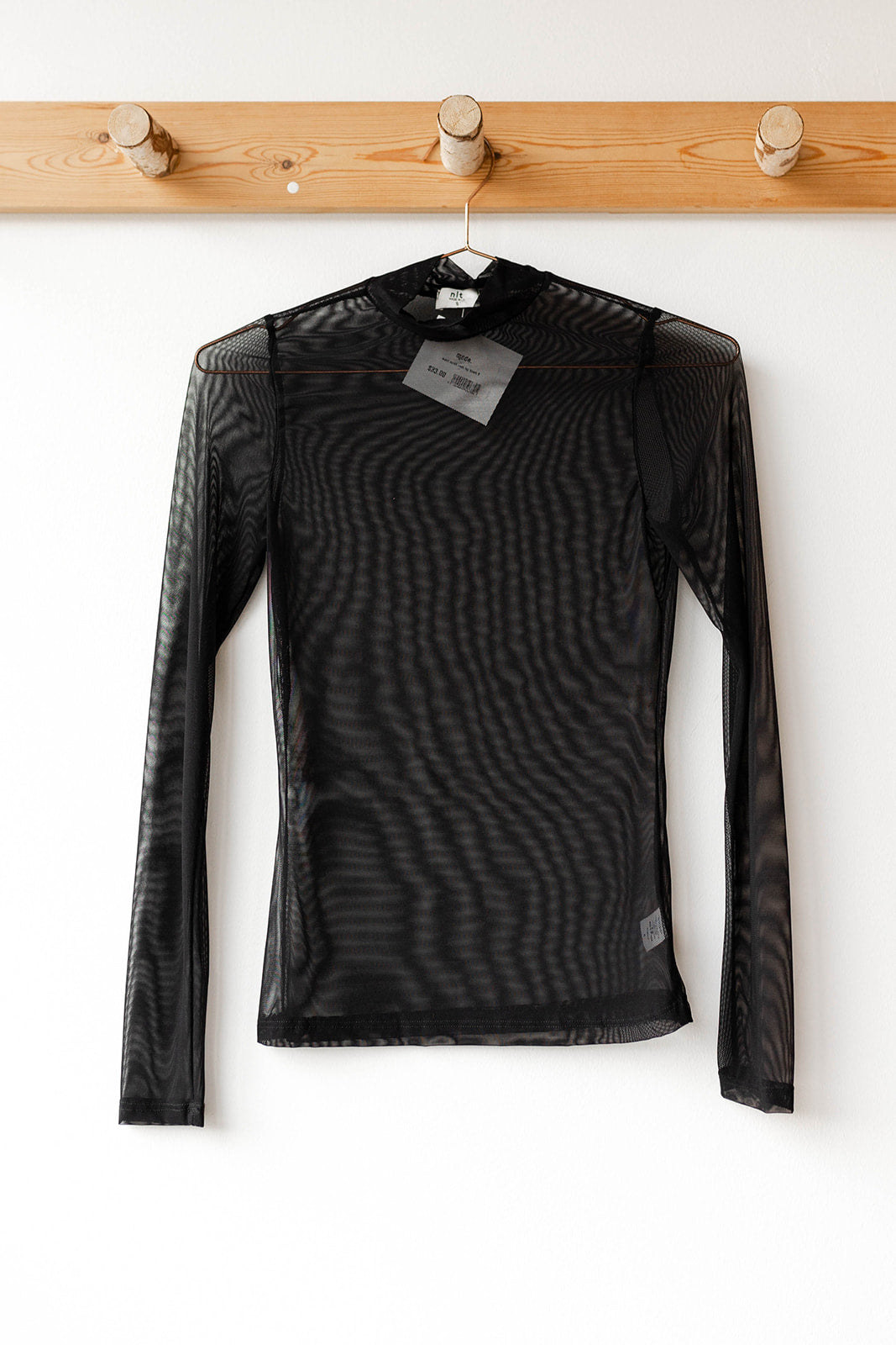 mode, mesh mock neck top