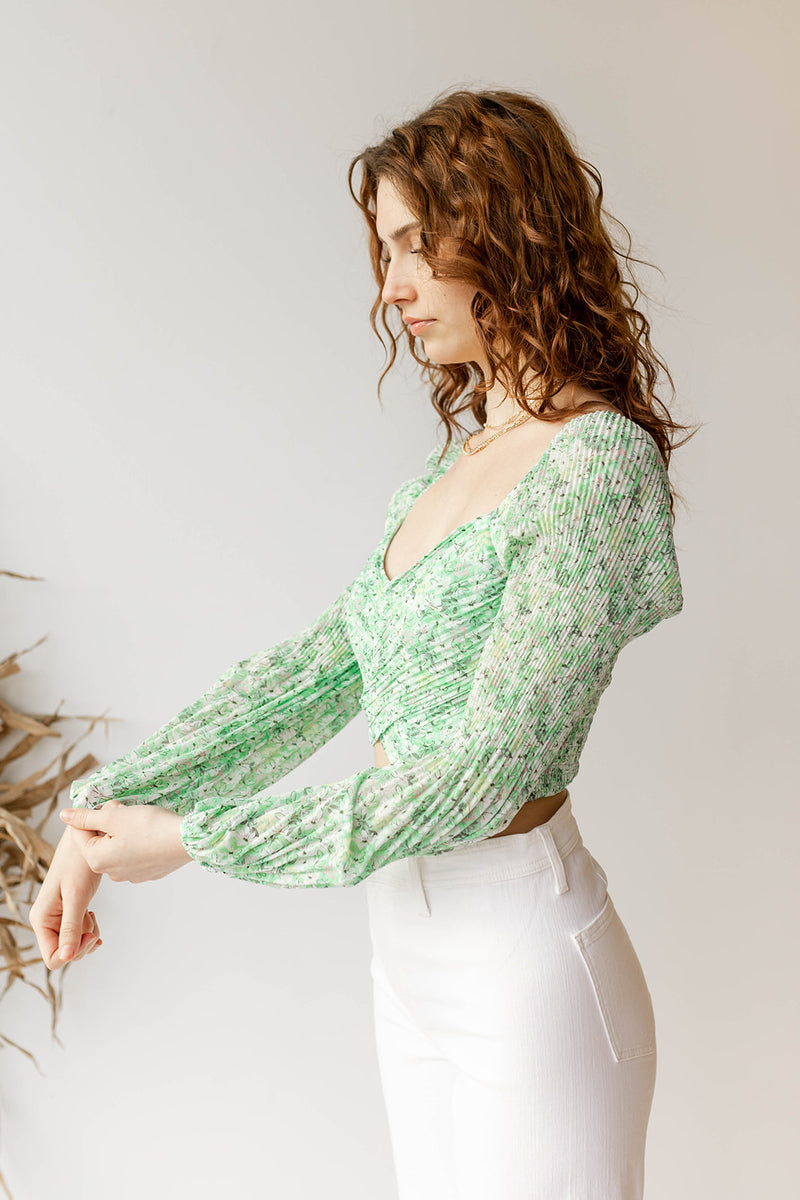 mode, bonnie floral top