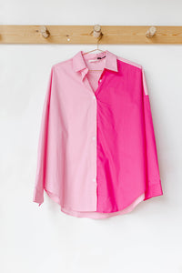 mode, color block me button down