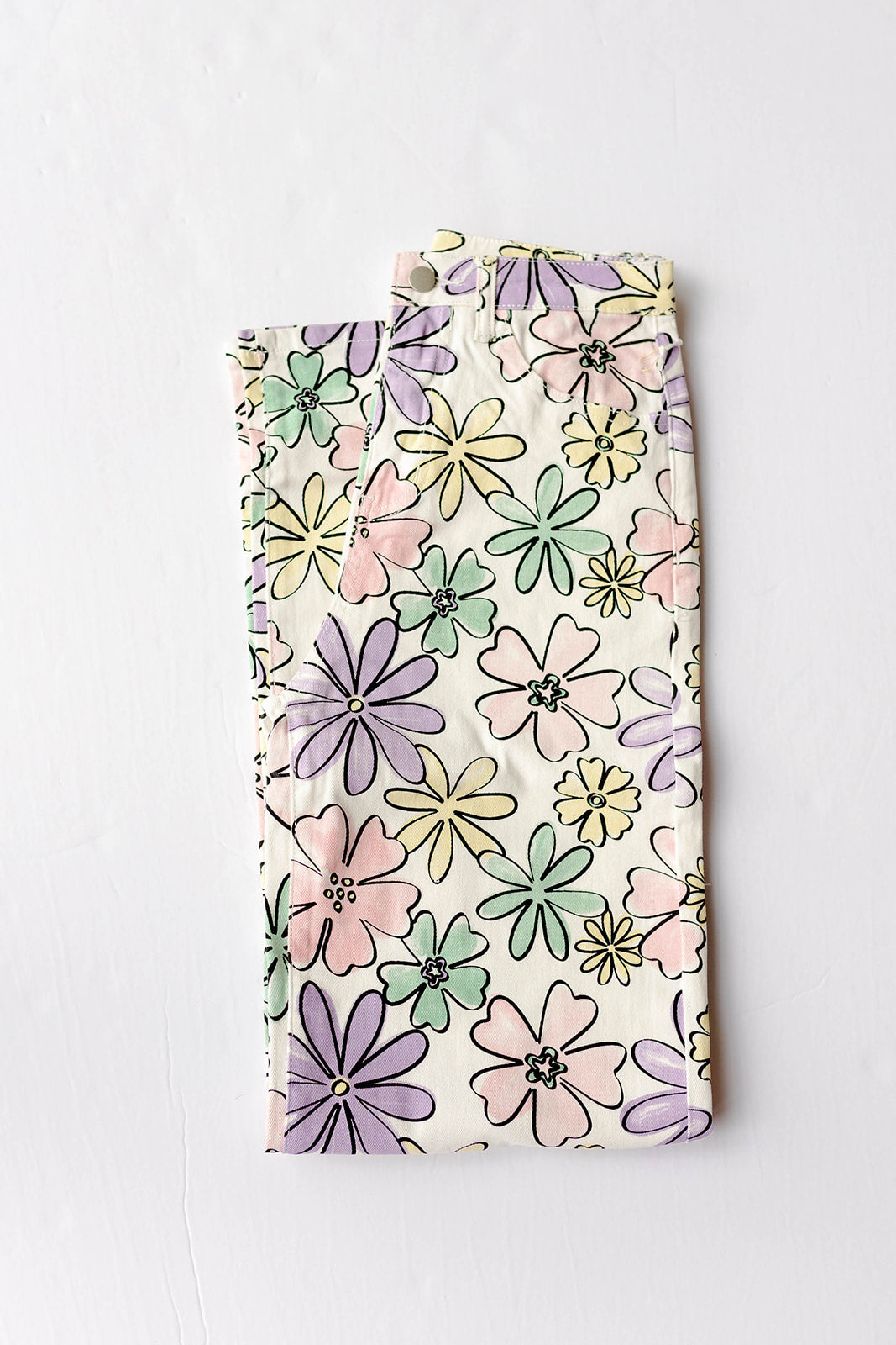 mode, watercolor daisy pants