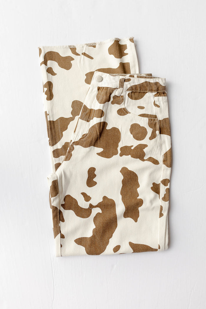 mode, cow print pants