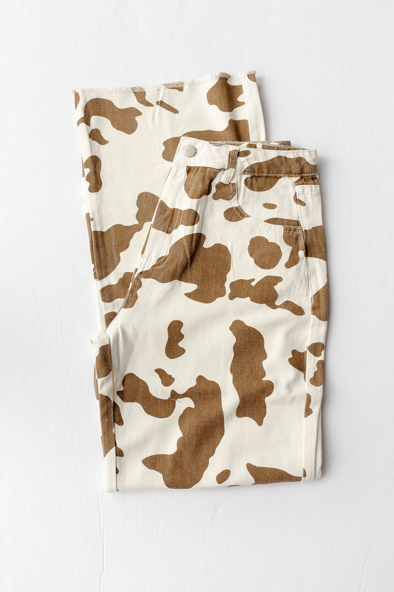 mode, cow print pants