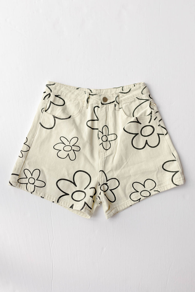 daisy print shorts