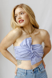 mode, take a bow strapless crop top