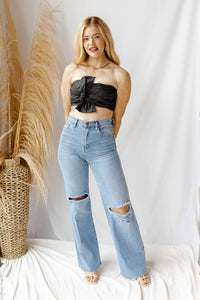 mode, take a bow strapless crop top