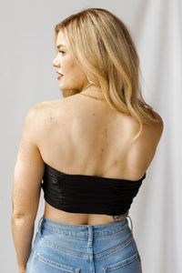 mode, take a bow strapless crop top