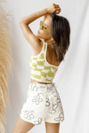 daisy print shorts