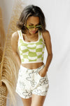 daisy print shorts