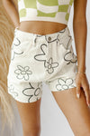 daisy print shorts