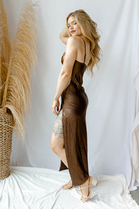 mode, honeymoon with me cowel neck dress