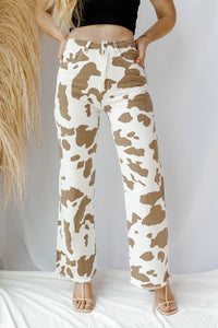mode, cow print pants
