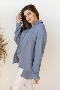 mode, sofia oversize button up