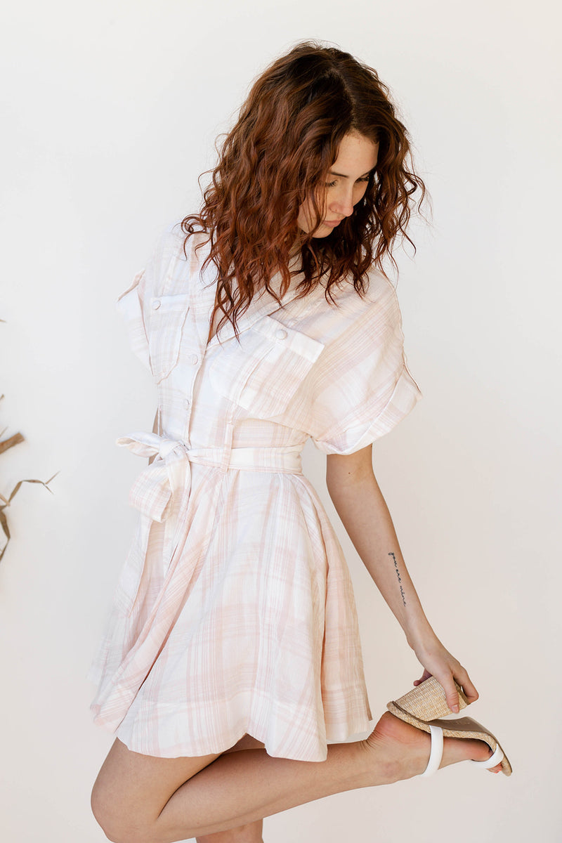 mode, georgia plaid mini dress