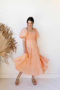 mode, alana puff sleeve midi dress