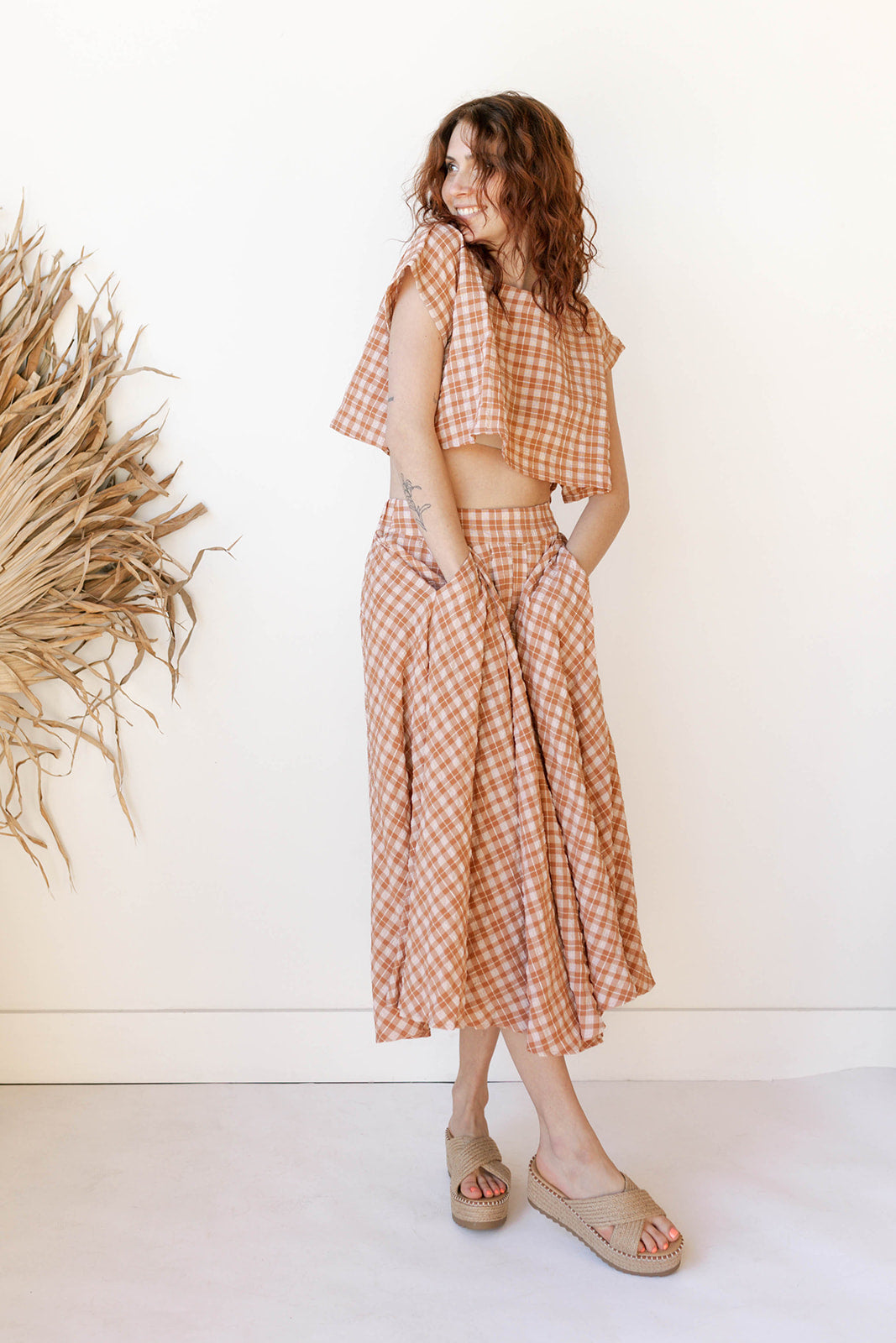 mode, gracie plaid crop top