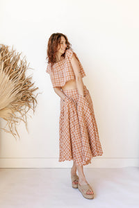 mode, gracie plaid midi skirt
