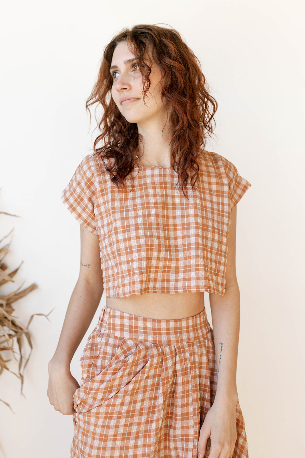 mode, gracie plaid crop top