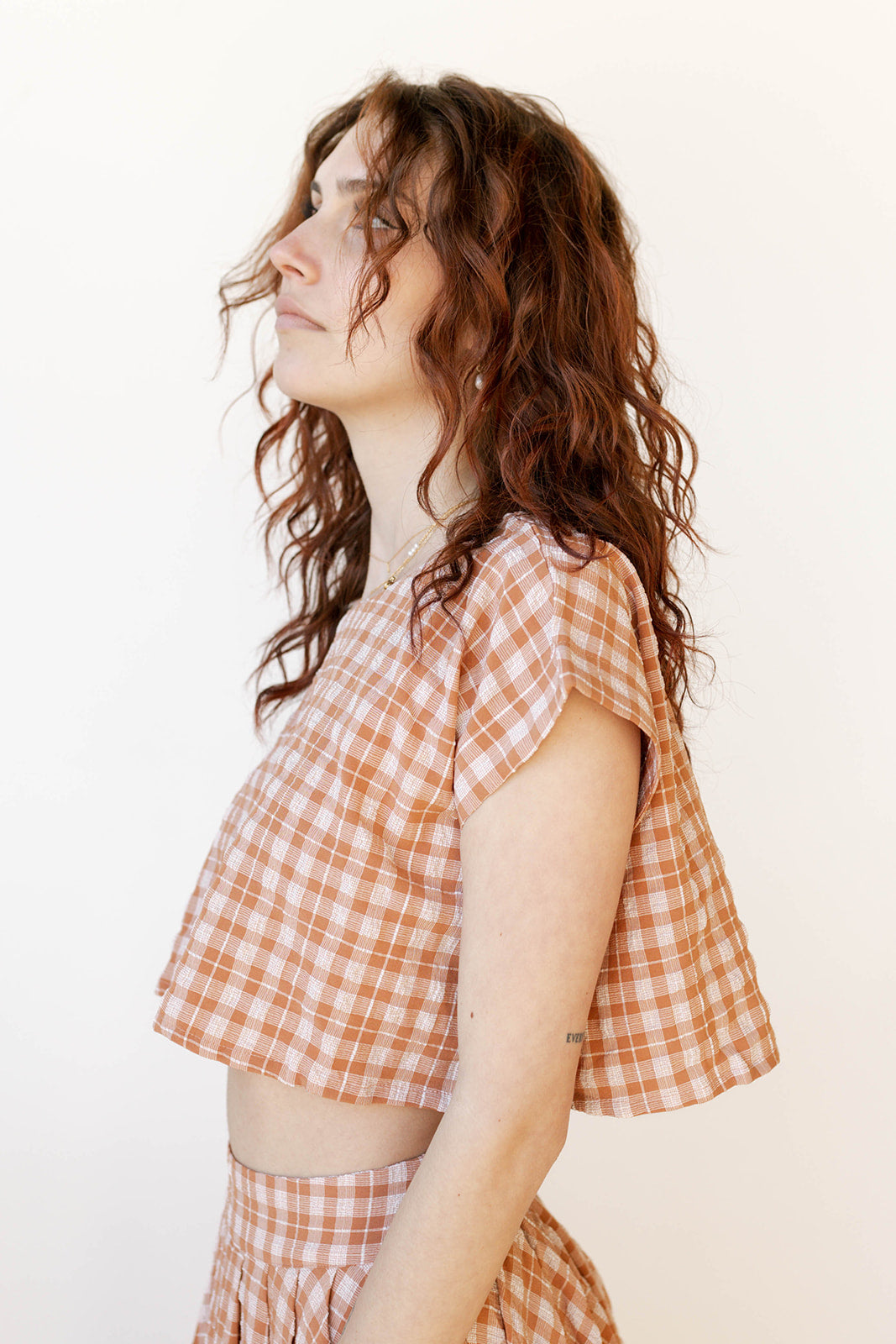 mode, gracie plaid crop top