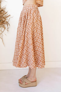 mode, gracie plaid midi skirt