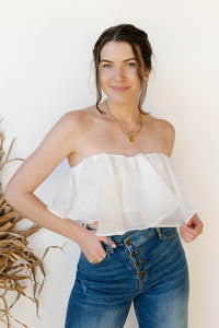 mode, camila ruffle top