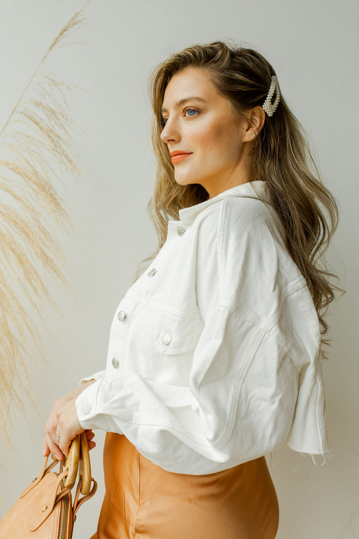 mode, no new friends crop jacket