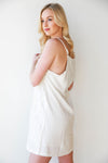 mode, frayed all around dress