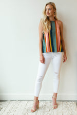 mode, color stripe halter top