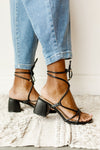 mode, enlighten me lace up heels