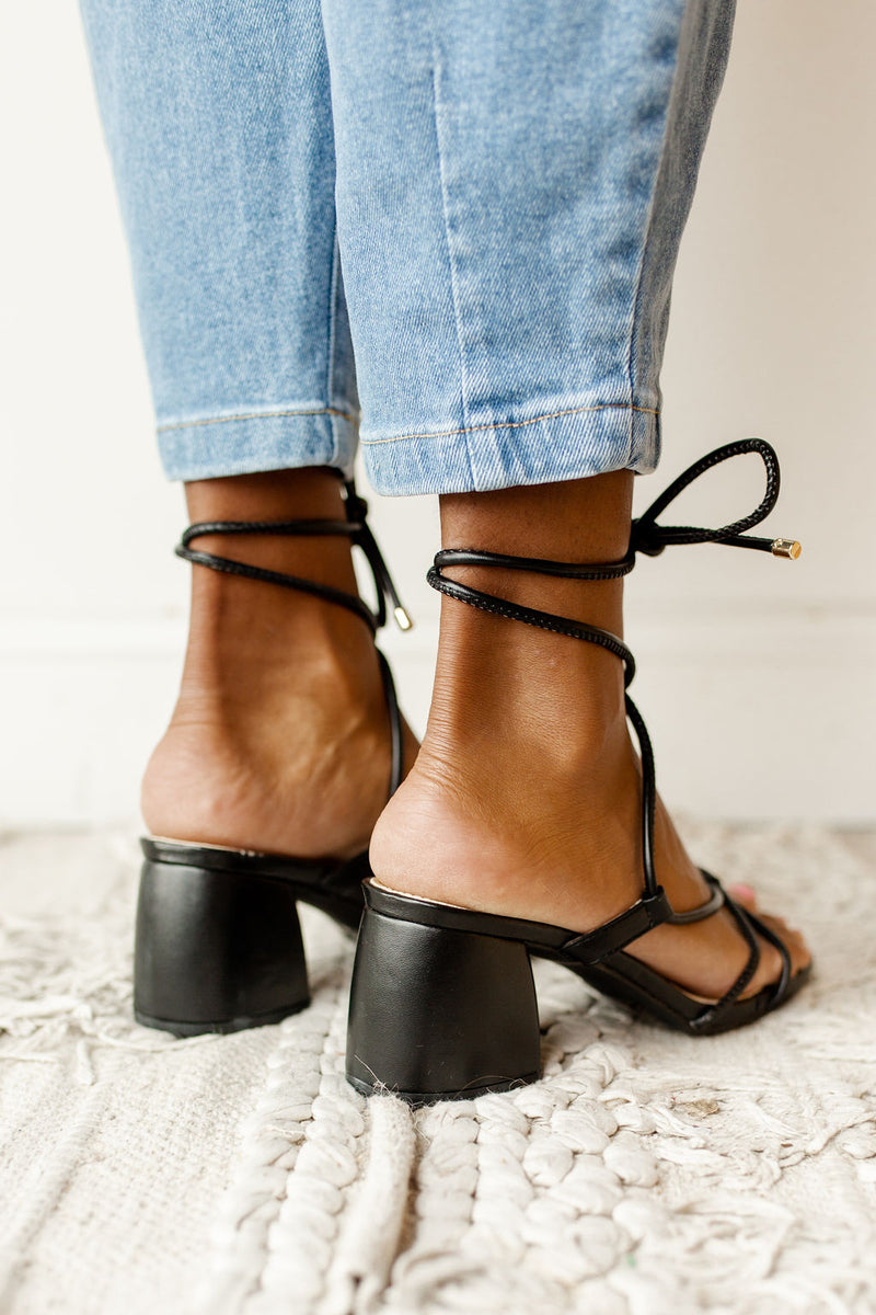 mode, enlighten me lace up heels