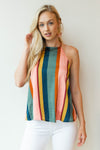 mode, color stripe halter top