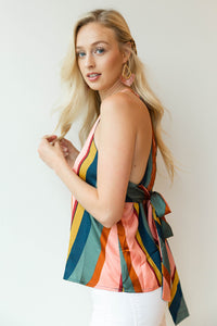 mode, color stripe halter top