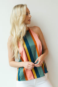 mode, color stripe halter top