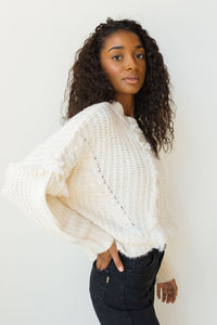mode, under the sun fray sweater