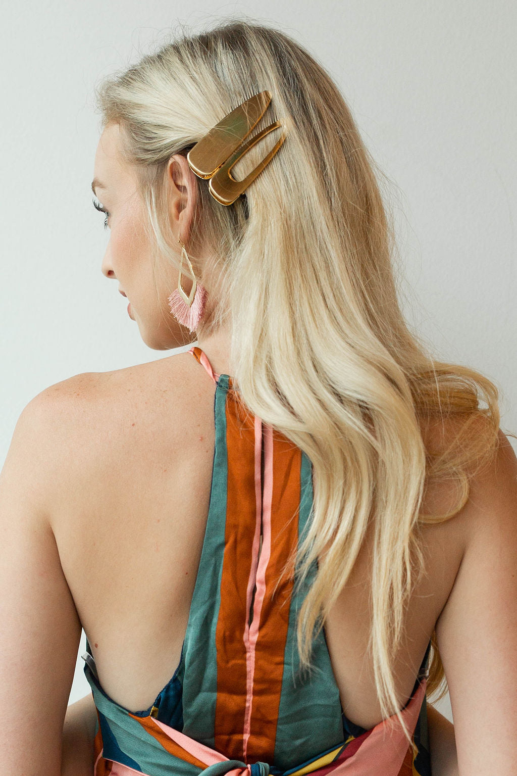 mode, color stripe halter top