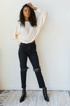 mode, give it up knit cinched pullover top