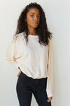 mode, give it up knit cinched pullover top