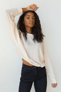 mode, give it up knit cinched pullover top