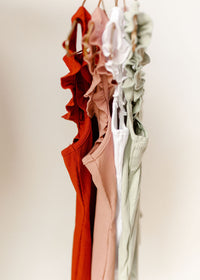 mode, ruffled straps bodysuit