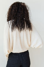 mode, give it up knit cinched pullover top