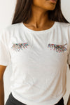 mode, colorful eyelash tee