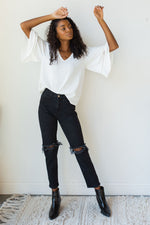 mode, super flow sleeve blouse